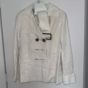 Zara Off-White Double-Breasted Peacoat